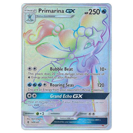 Pokemon - Sun & Moon - Guardians Rising - Primarina-GX (Hyper Rare) - 149/145