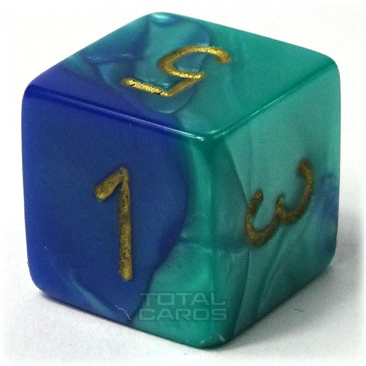 Chessex - Gemini 16mm D6 - Blue-Teal w/Gold