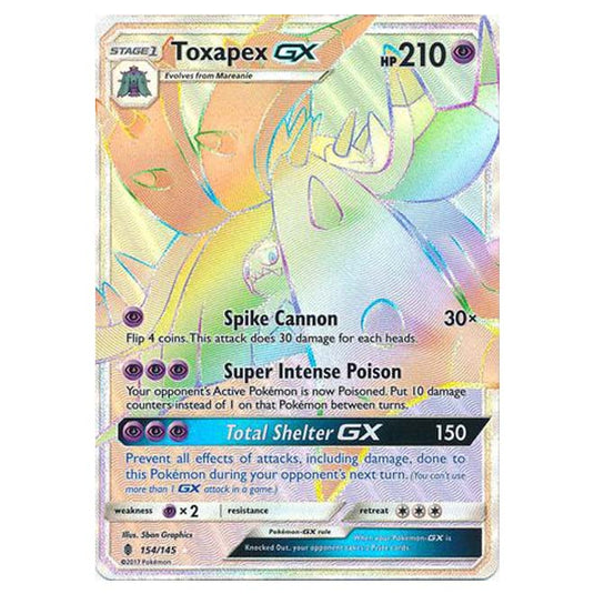 Pokemon - Sun & Moon - Guardians Rising - Toxapex-GX (Hyper Rare) - 154/145