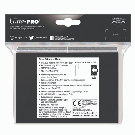 Ultra Pro - Standard Sleeves - Gloss Eclipse - Smoke Grey (100 Sleeves)