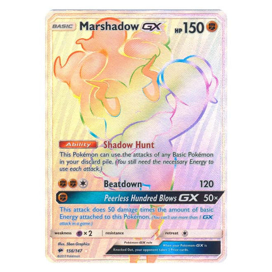 Pokemon - Sun & Moon - Burning Shadows - Marshadow-GX (Hyper Rare) - 156/147