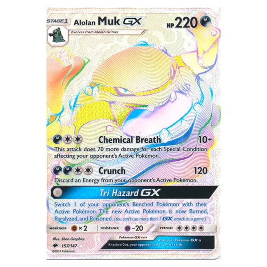 Pokemon - Sun & Moon - Burning Shadows - Alolan Muk-GX (Hyper Rare) - 157/147