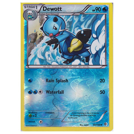 Pokemon - Black & White - Boundaries Crossed (Reverse Holo) - Dewott 40/149