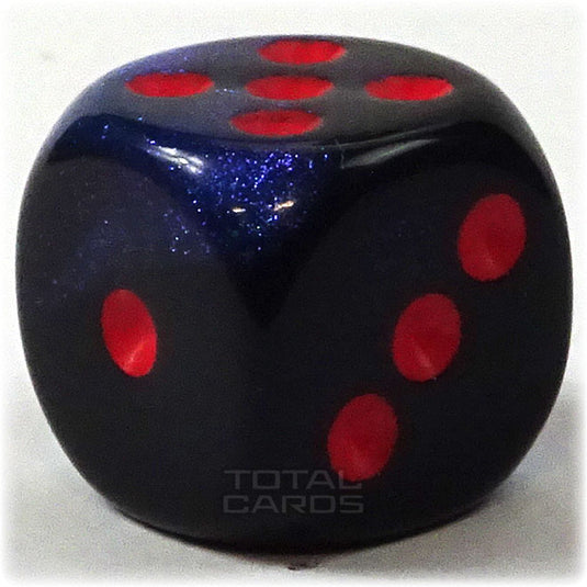 Chessex - Gemini 16mm D6 w/pips - Black-Starlight w/Red