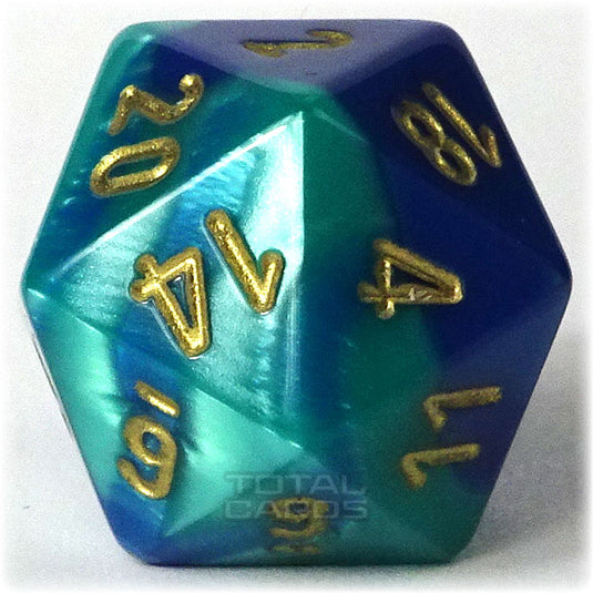 Chessex - Gemini 16mm D20 - Blue-Teal w/Gold