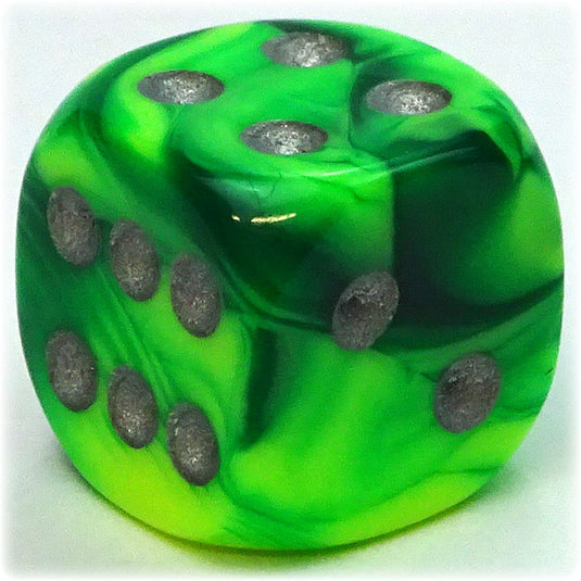 Chessex - Gemini 12mm D6 - Green-Yellow w/Silver