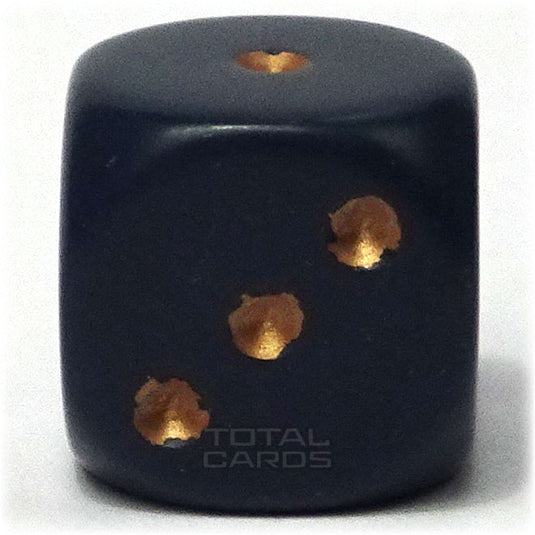 Chessex - Opaque 16mm D6 w/pips - Dusty Blue w/Gold