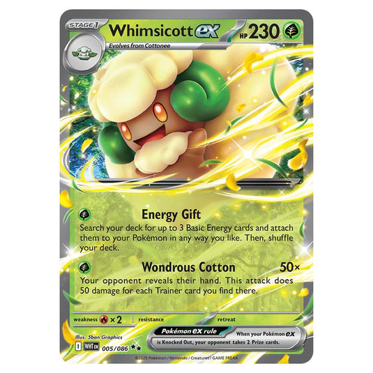 Whimsicott ex 005 card from the Pokemon set White Flare