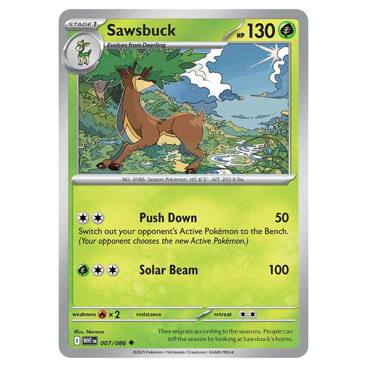 Sawsbuck 007 card from the Pokemon set White Flare