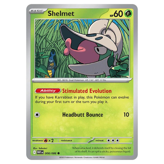 Shelmet 008 card from the Pokemon set White Flare