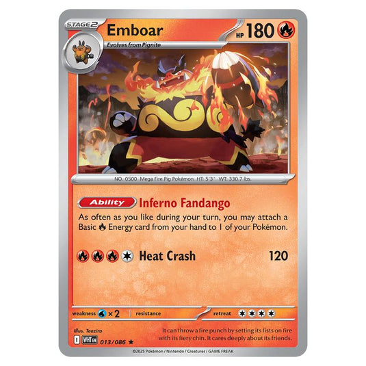 Emboar 013 card from the Pokemon set White Flare