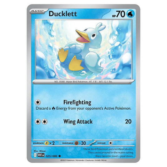 Ducklett 025 card from the Pokemon set White Flare