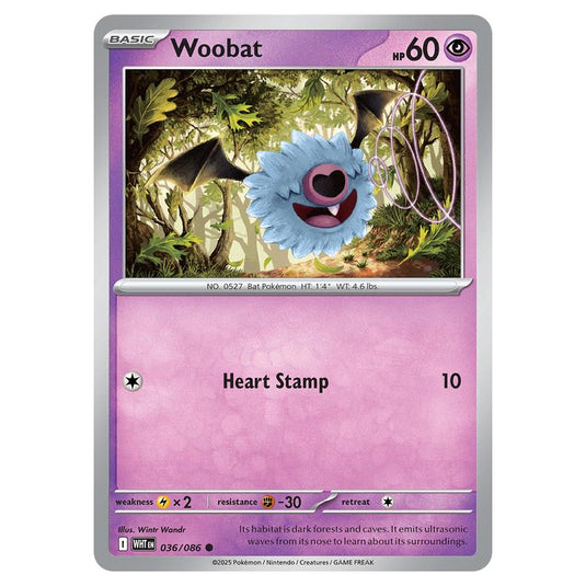 Woobat 036 card from the Pokemon set White Flare