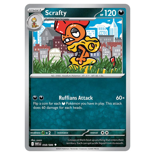 Scrafty 058 card from the Pokemon set White Flare
