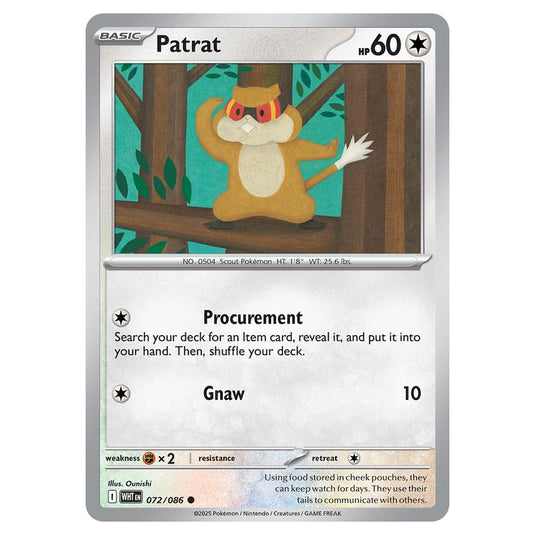 Patrat 072 card from the Pokemon set White Flare