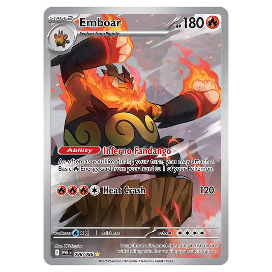 Emboar 098 card from the Pokemon set White Flare