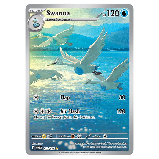 Swanna 110 card from the Pokemon set White Flare