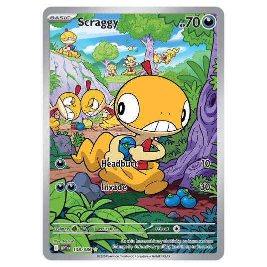 Scraggy 138 card from the Pokemon set White Flare