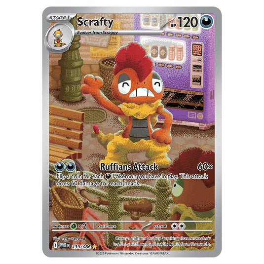 Scrafty 139 card from the Pokemon set White Flare