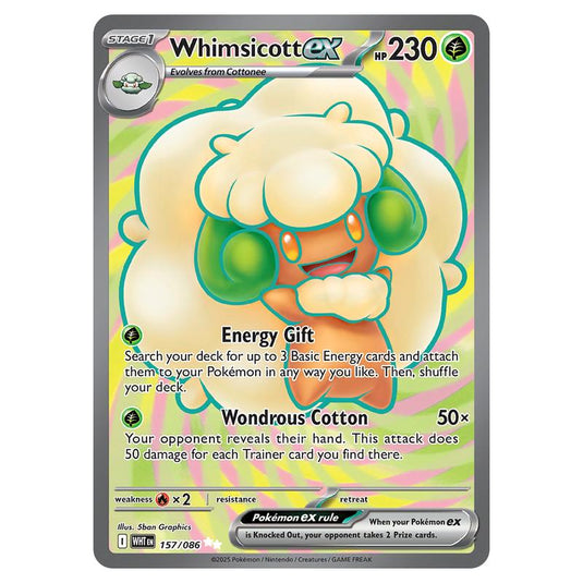 Whimsicott ex 157 card from the Pokemon set White Flare