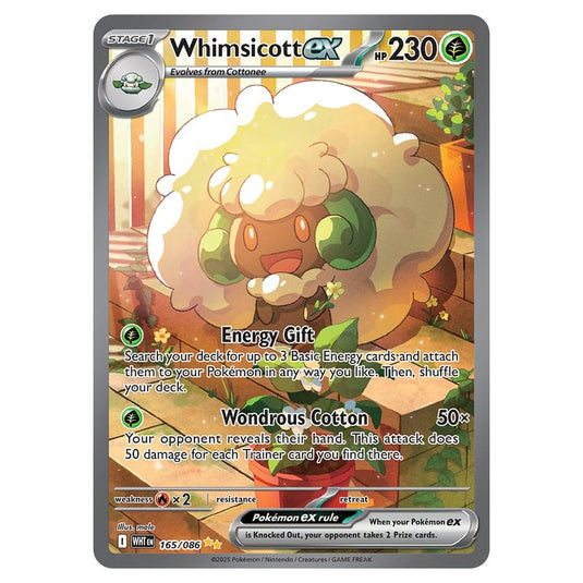 Whimsicott ex 165 card from the Pokemon set White Flare