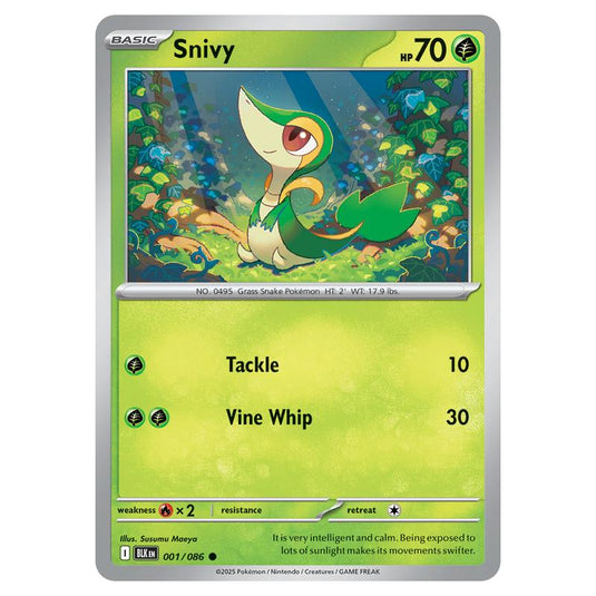 Snivy 001 card from the Pokemon set Black Bolt