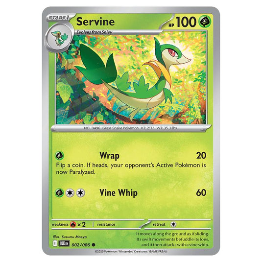 Servine 002 card from the Pokemon set Black Bolt