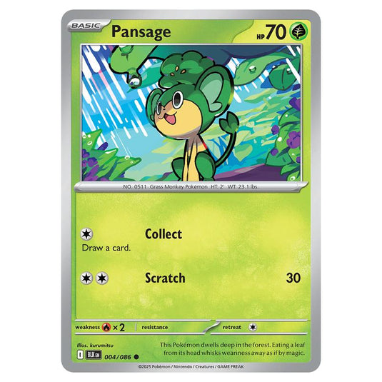 Pansage 004 card from the Pokemon set Black Bolt