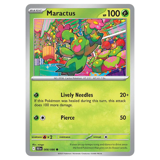 Maractus 008 card from the Pokemon set Black Bolt