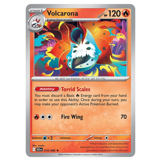 Volcarona 016 card from the Pokemon set Black Bolt