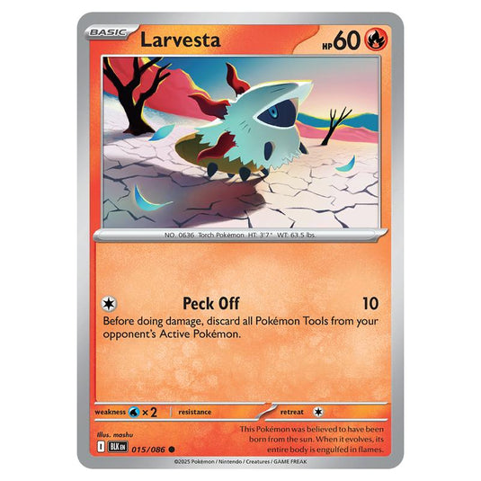 Larvesta 015 card from the Pokemon set Black Bolt