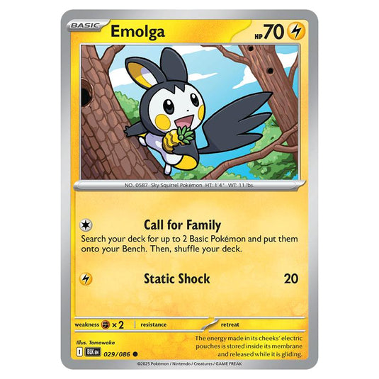 Emolga 029 card from the Pokemon set Black Bolt