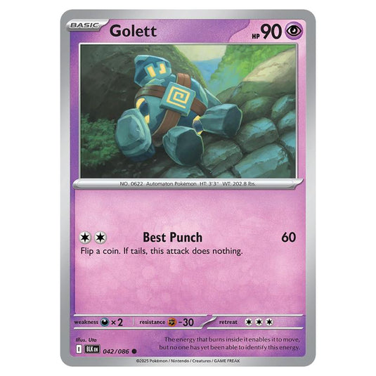 Golett 042 card from the Pokemon set Black Bolt