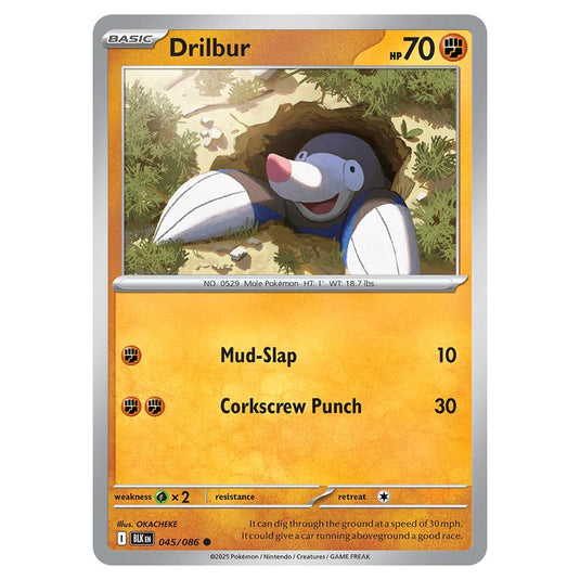 Drilbur 045 card from the Pokemon set Black Bolt