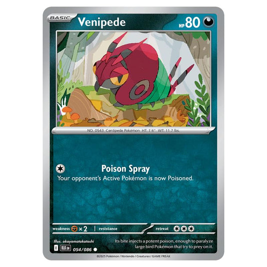 Venipede 054 card from the Pokemon set Black Bolt