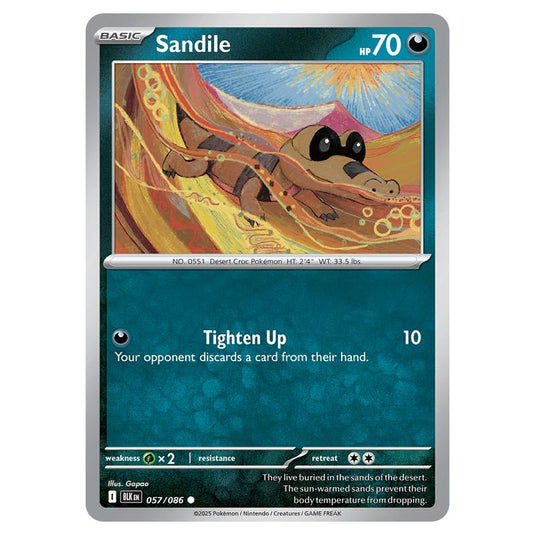 Sandile 057 card from the Pokemon set Black Bolt