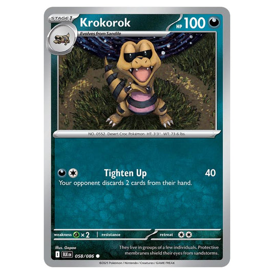 Krokorok 058 card from the Pokemon set Black Bolt