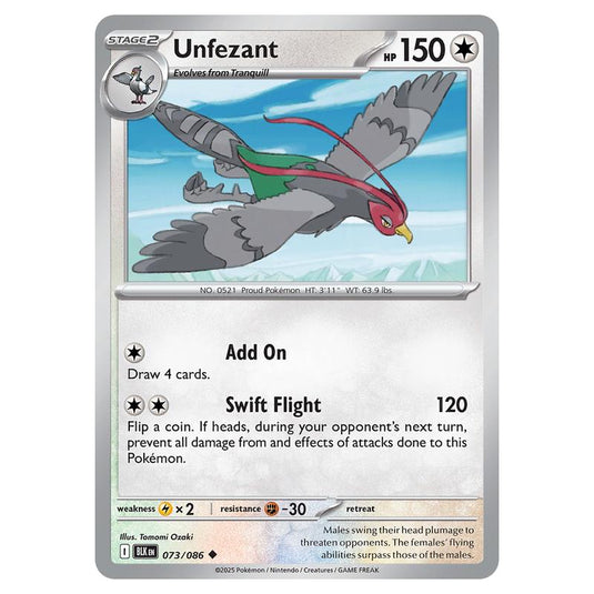 Unfezant 073 card from the Pokemon set Black Bolt