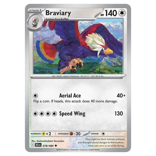 Braviary 078 card from the Pokemon set Black Bolt