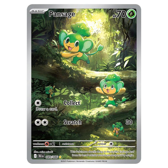 Pansage 089 card from the Pokemon set Black Bolt