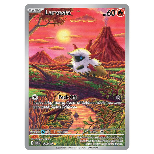Larvesta 099 card from the Pokemon set Black Bolt