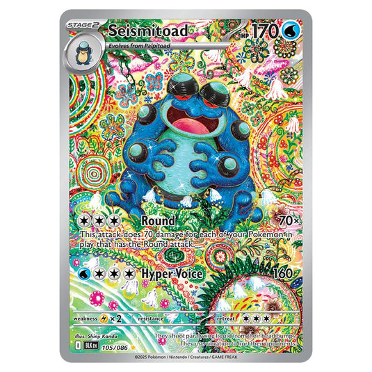 Seismitoad 105 card from the Pokemon set Black Bolt