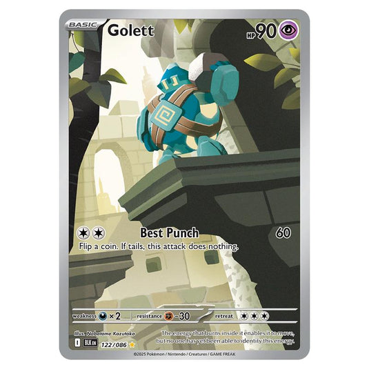 Golett 122 card from the Pokemon set Black Bolt
