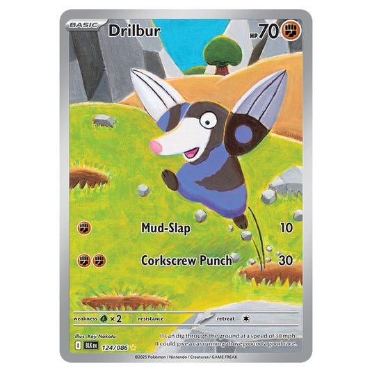 Drilbur 124 card from the Pokemon set Black Bolt