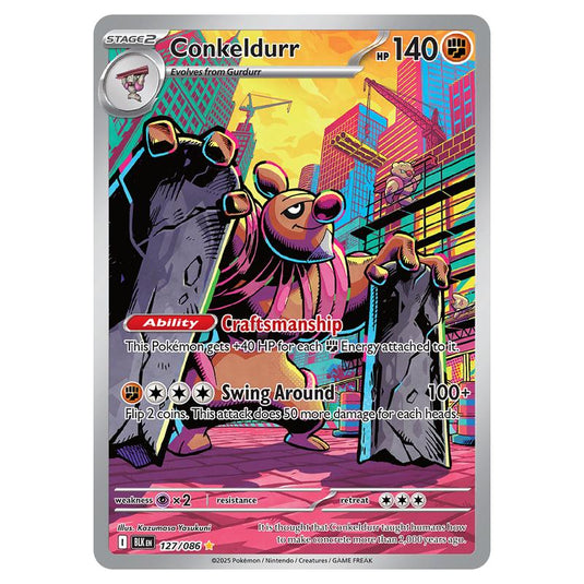 Conkeldurr 127 card from the Pokemon set Black Bolt