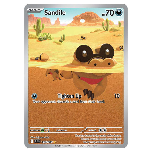 Sandile 135 card from the Pokemon set Black Bolt