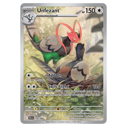 Unfezant 150 card from the Pokemon set Black Bolt