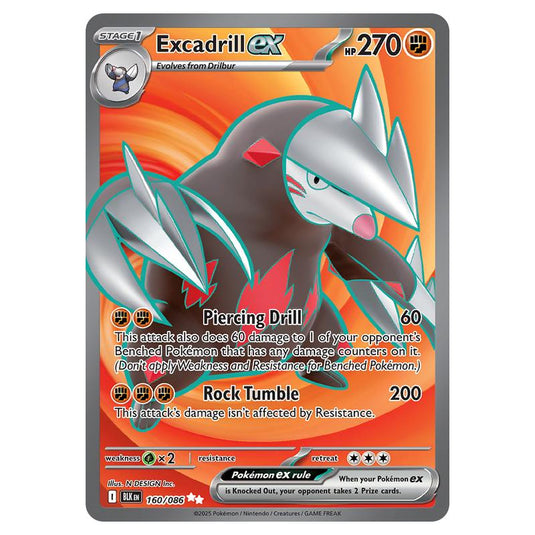 Excadrill ex 160 card from the Pokemon set Black Bolt