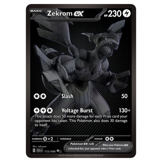 Pokemon - Scarlet & Violet - Black Bolt - Zekrom ex - 172/086 Pokemon - Scarlet & Violet - Black Bolt - Zekrom ex - 172/086