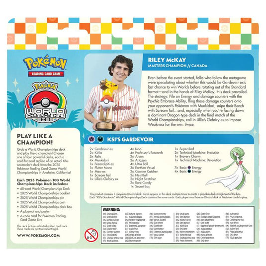 Pokemon - 2025 World Championship Deck - Riley McKay (KSI's Gardevoir)